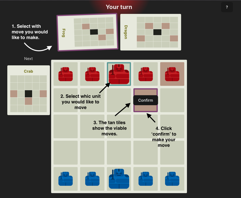 An example of a turn in onitama